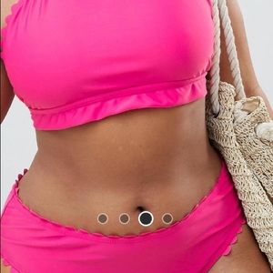NWOT Brave Soul Hot Pink Scallop Bikini BOTTOMS